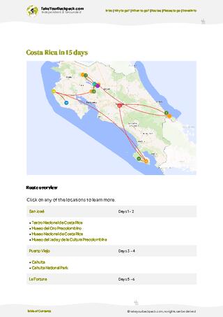 example page 4 from our offline Travel Guide for Costa Rica
